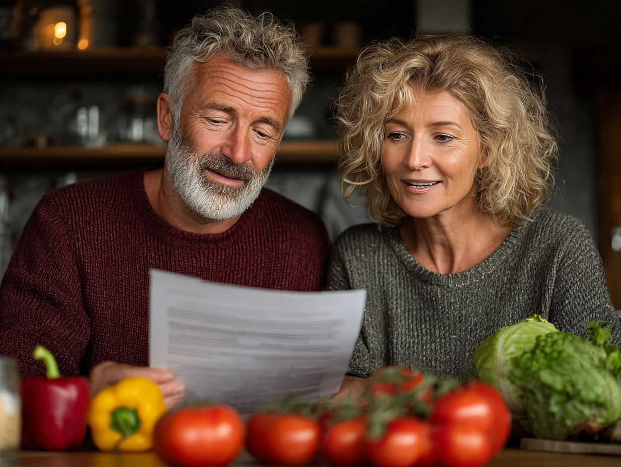 Старші люди готують здорову їжу разом
